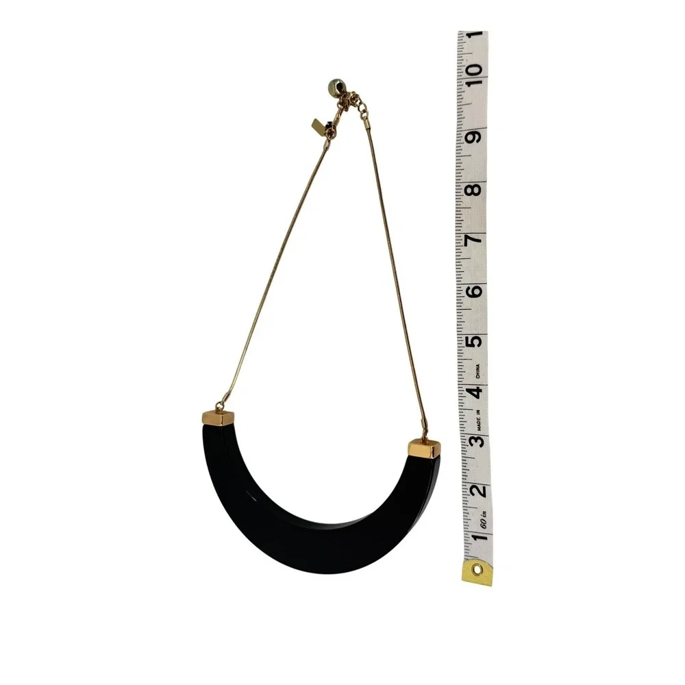 Kate Spade New York‎ Black Crescent Bib Necklace Gold Tone Snake Chain Statement